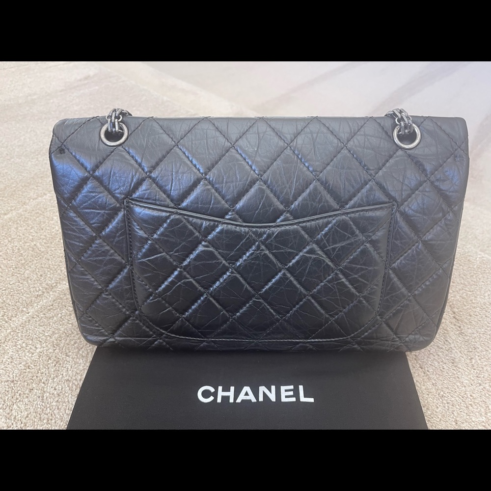 *NOT FOR SALE* CHANEL 2.55 black aged calfskin double flap bag 227 Excelllent! - Picture 2 of 11